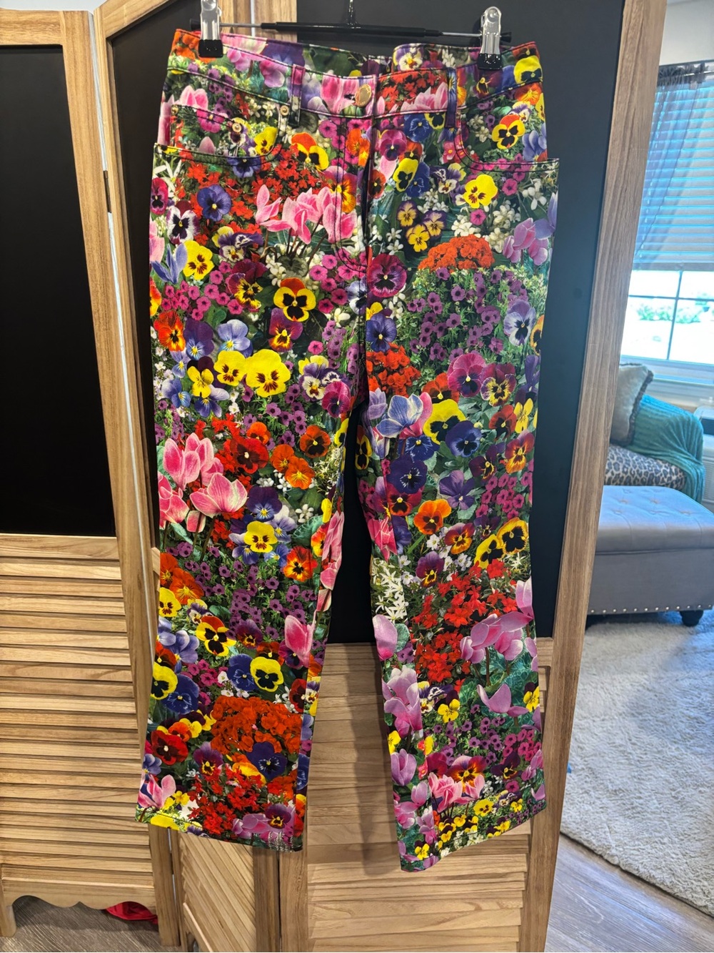 Moschino womans Floral Print Pants - Multicolor Bright Garden